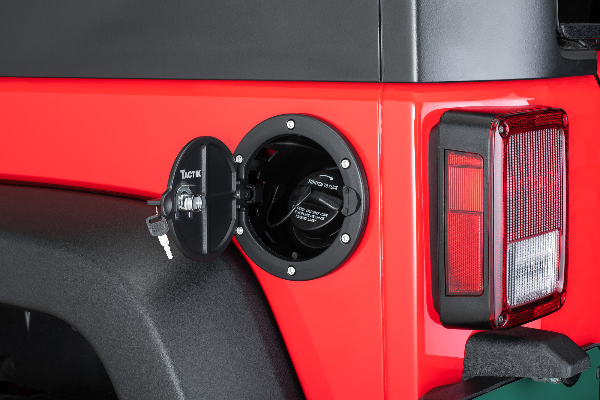 TACTIK Billet Aluminum Fuel Door for 0718 Jeep Wrangler JK for 0718 Jeep Wrangler JK Quadratec